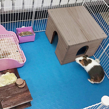 Guinea Pigs Wood House with Window, Small Animals Hut Hideout, Natural Habitat Cage for Guinea Pigs, Hamsters, Chinchillas (Hut Hideout #02)