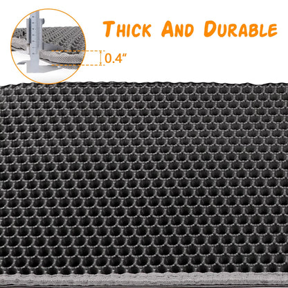 24 X 15 Inch Cat Litter Mat Kitty Litter Trapping Mat, Honeycomb Double Layer Urine Waterproof, Easier to Clean Litter Box Mat, Soft on Paws, Non-Slip（Gray）